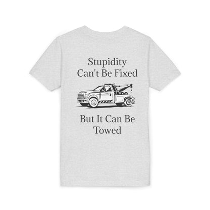 Stupidity Wheel Lift Tow Truck Youth Unisex Short Sleeve Crewneck Tee