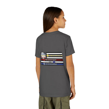 Slow Down Move Over Flag Youth Unisex Short Sleeve Crewneck Tee