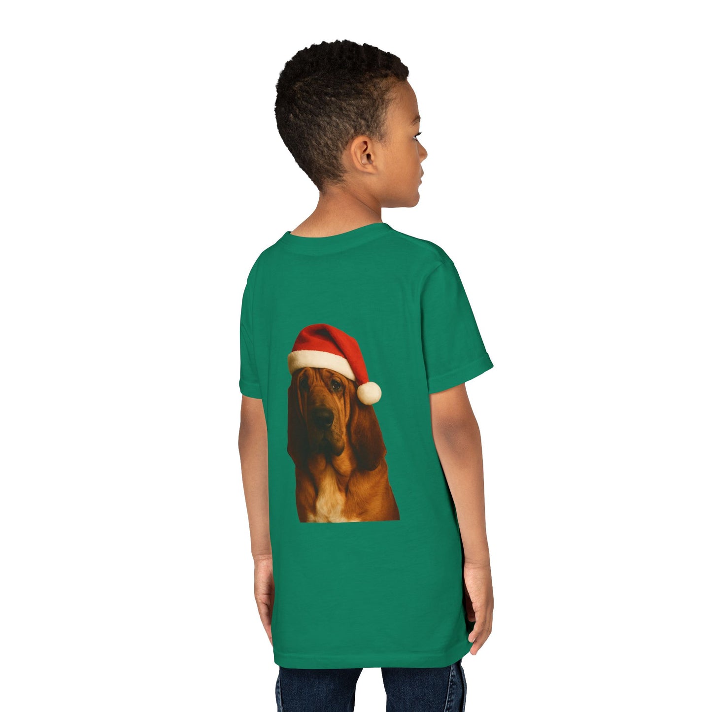 Santa Paws Bloodhound Youth Unisex Short Sleeve Crewneck Tee