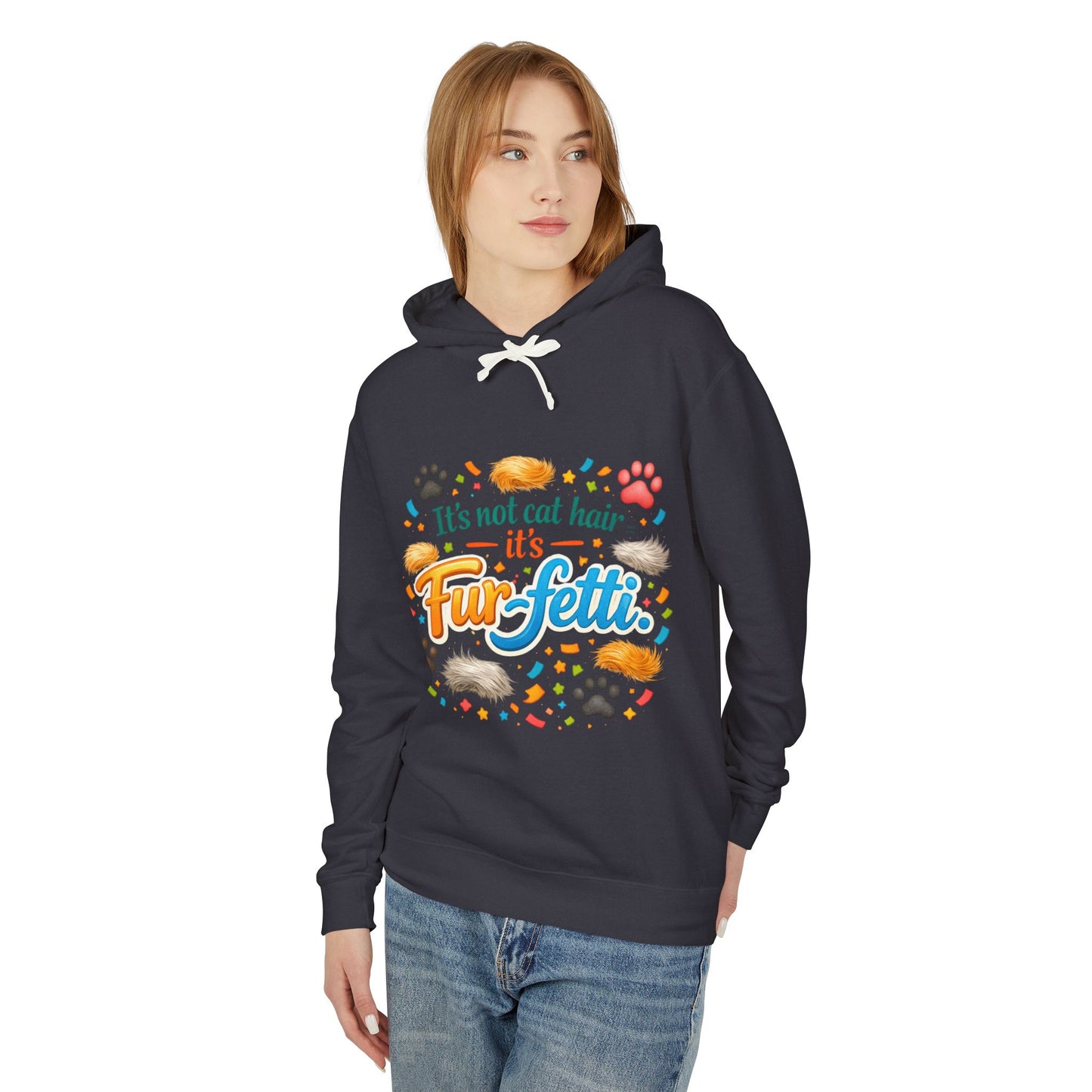 Fur-Fetti Cat Unisex Lightweight Hoodie
