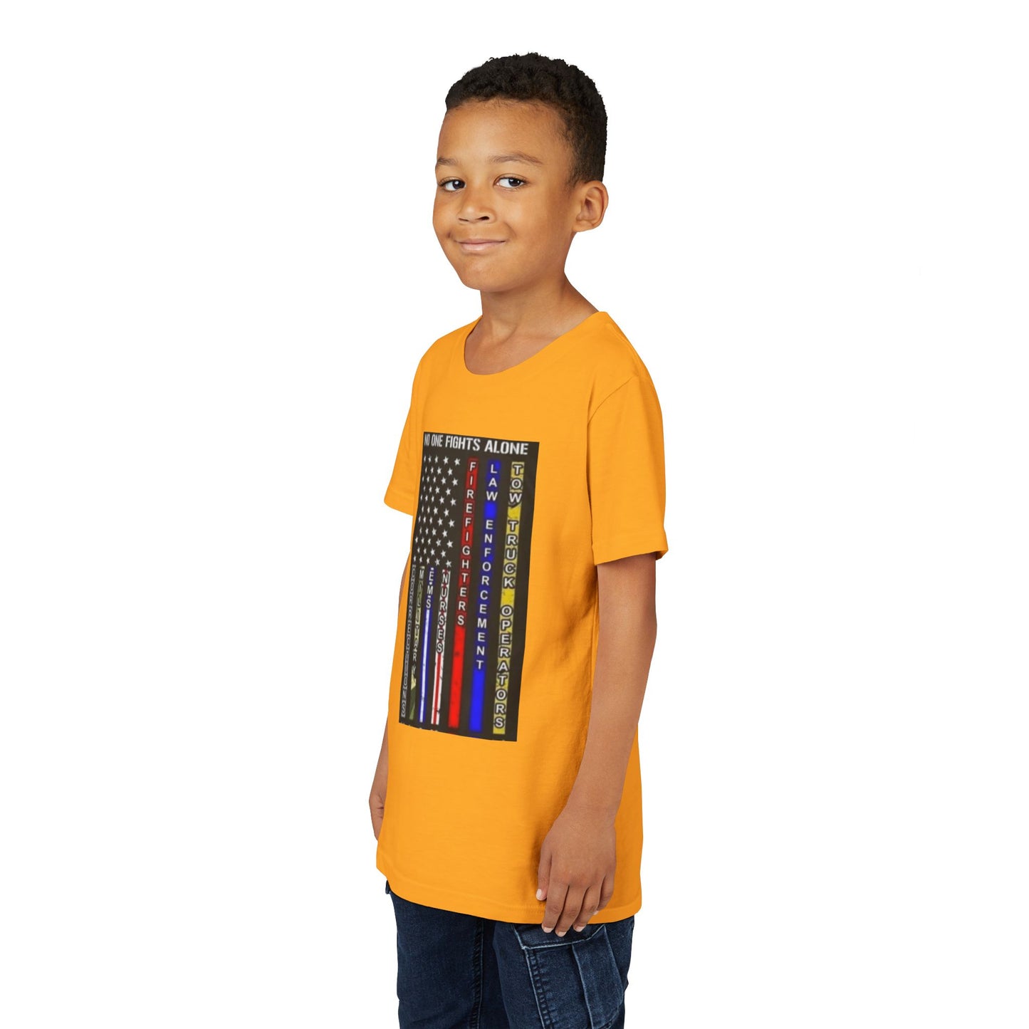 No One Fights Alone Youth Unisex Short Sleeve Crewneck Tee