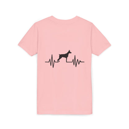 My Heart Beats For Dobermans Youth Unisex Short Sleeve Crewneck Tee