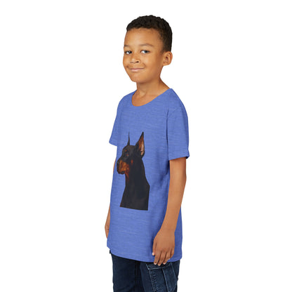 Doberman Head Youth Unisex Short Sleeve Crewneck Tee