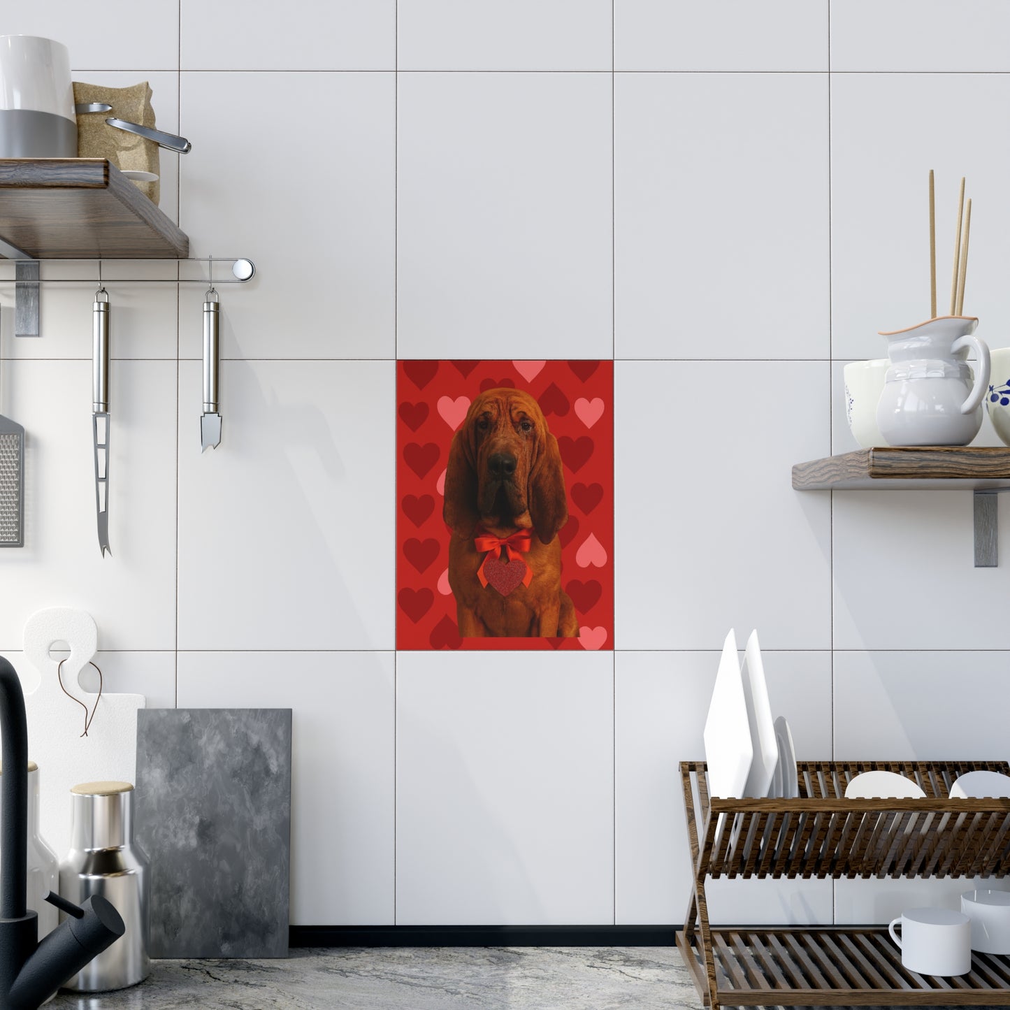 Cupid's Companion Bloodhound Ceramic Photo Tile