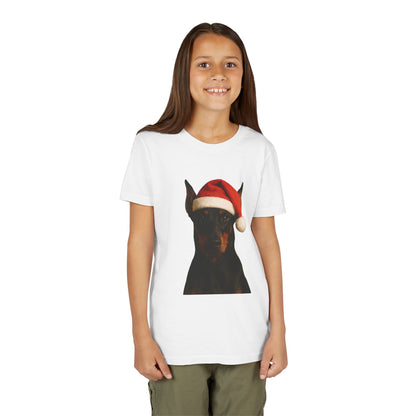 Santa Paws Doberman Youth Unisex Short Sleeve Crewneck Tee