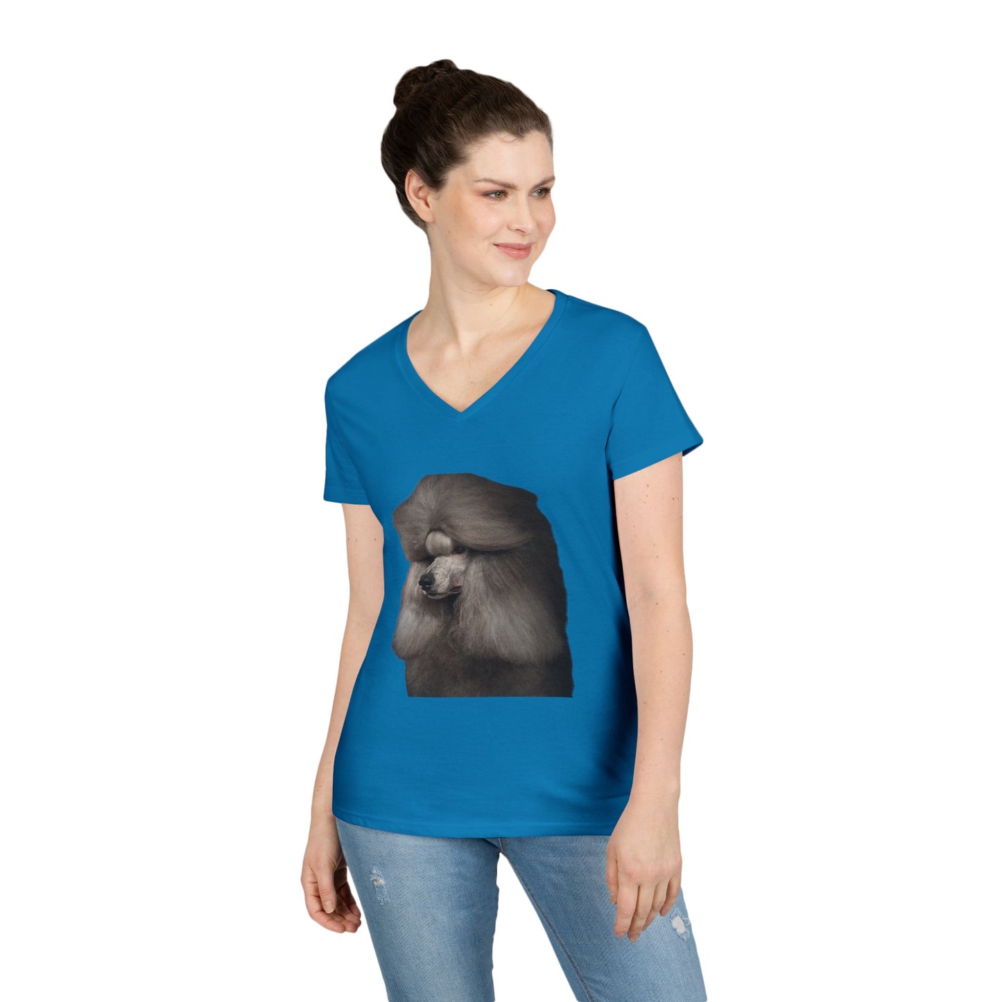 Poodle Head Women's V-Neck T-Shirt