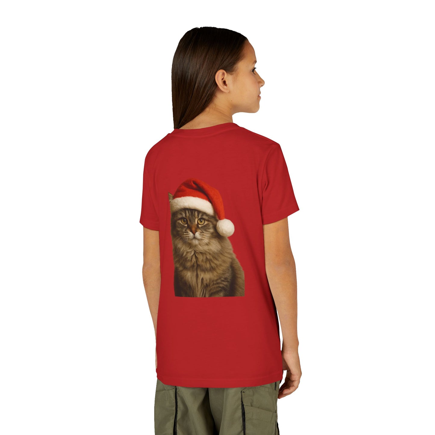 Santa Paws Cat Youth Unisex Short Sleeve Crewneck Tee