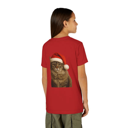 Santa Paws Cat Youth Unisex Short Sleeve Crewneck Tee