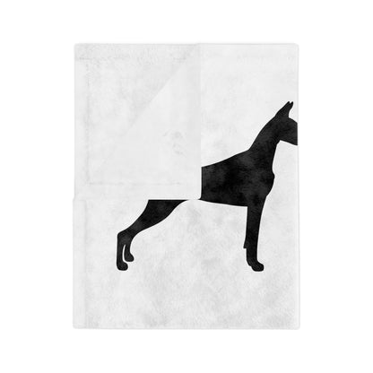 Doberman Silhouette Velveteen Microfiber Blanket
