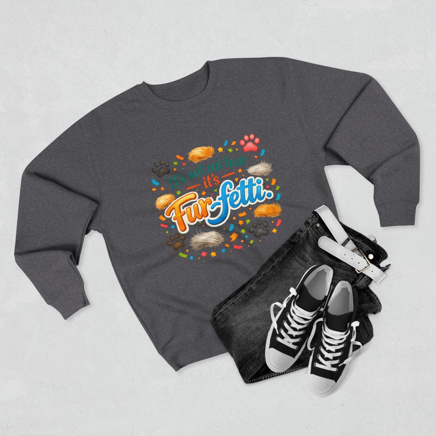 Fur-Fetti Cat Unisex Crewneck Sweatshirt