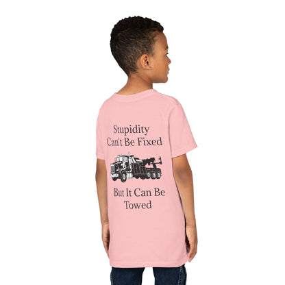 Stupidity Heavy Tow Truck Youth Unisex Short Sleeve Crewneck Tee