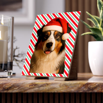Santa Paws Aussie Ceramic Photo Tile