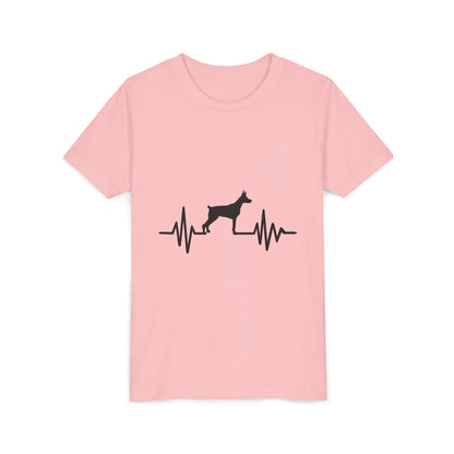 My Heart Beats For Dobermans Youth Unisex Short Sleeve Crewneck Tee
