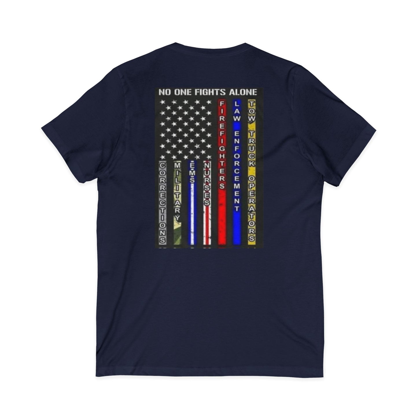 No One Fights Alone Unisex Short Sleeve V-Neck Tee