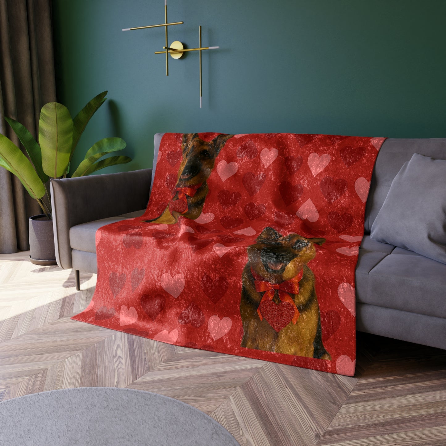 Cupid's Companion German Shepherd Crushed Velvet Blanket