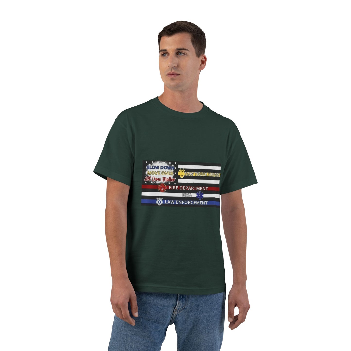 Slow Down Move Over Flag Men's Short-Sleeve Crewneck Tee