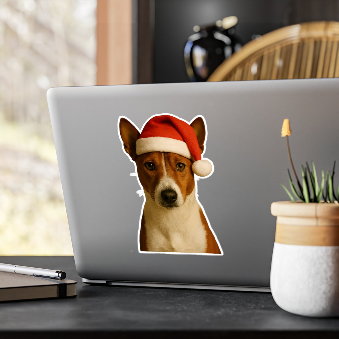 Santa Paws Basenji Vinyl Decal