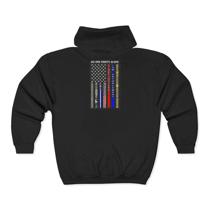 No One Fights Alone Unisex Full Zip Hoodie