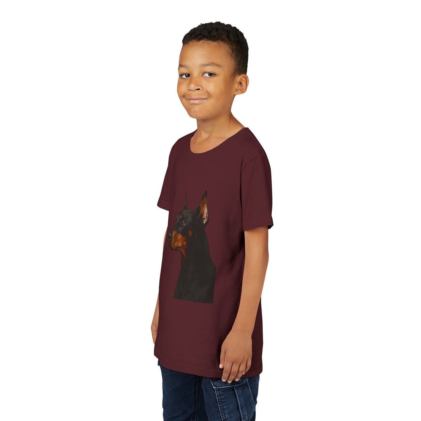 Doberman Head Youth Unisex Short Sleeve Crewneck Tee