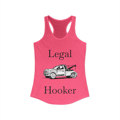Legal H**ker Wheel Lift Tow Truck Women's Racerback Tank
