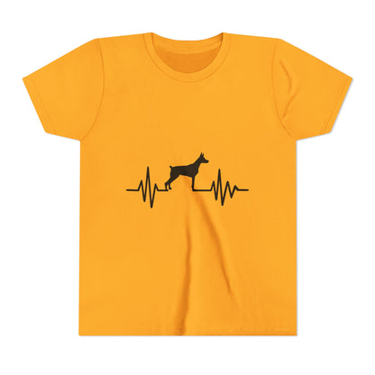 My Heart Beats For Dobermans Youth Unisex Short Sleeve Crewneck Tee