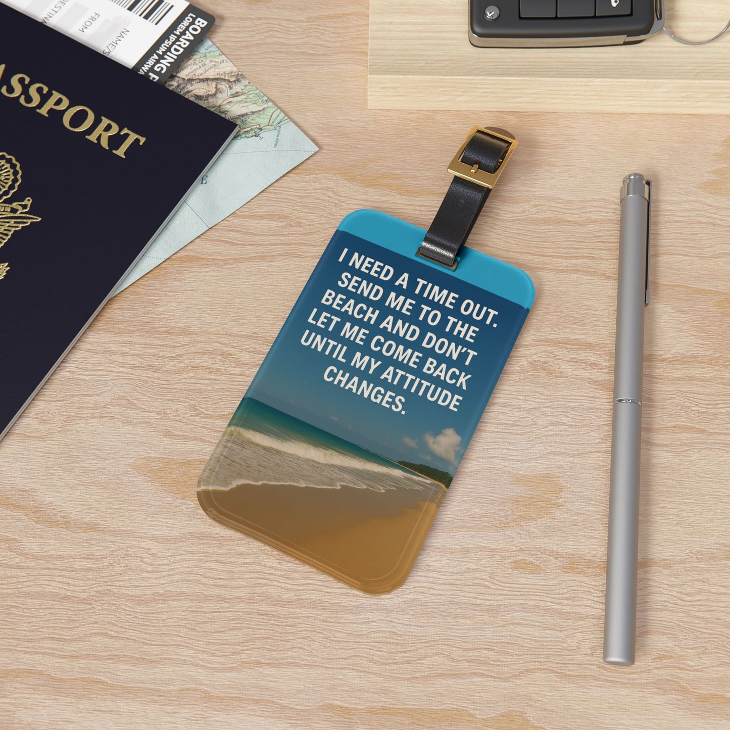 Time Out Leather Strap Luggage Tag