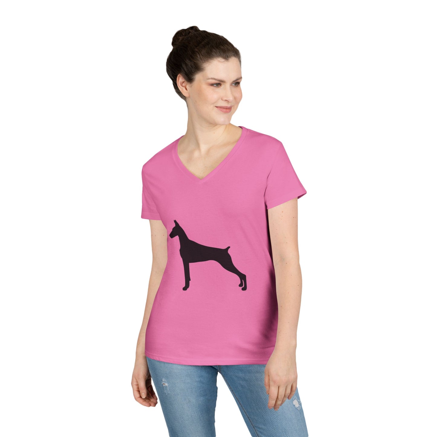Doberman Silhouette Women's V-Neck T-Shirt