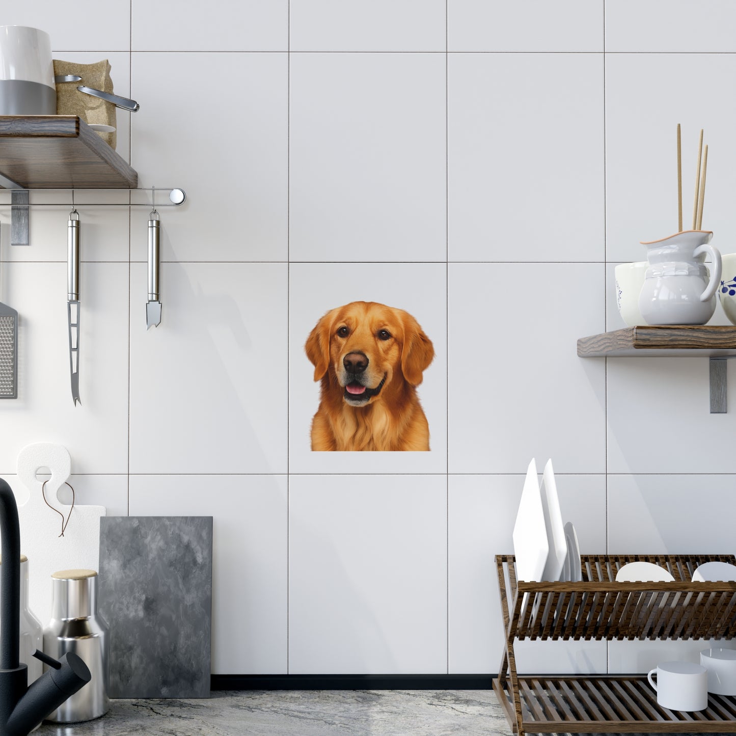 Golden Head Ceramic Photo Tile