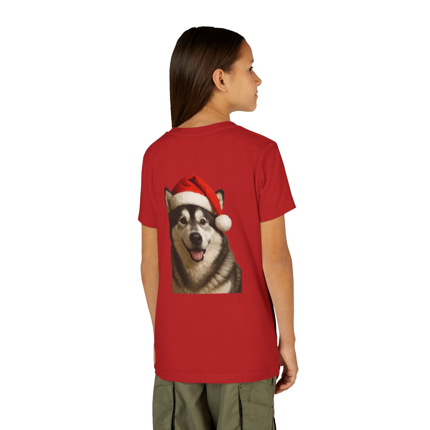 Santa Paws Malamute Youth Unisex Short Sleeve Crewneck Tee