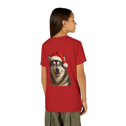 Santa Paws Malamute Youth Unisex Short Sleeve Crewneck Tee