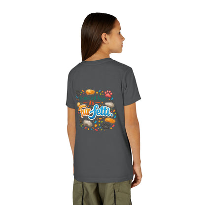 Fur-Fetti Cat Youth Unisex Short Sleeve Crewneck Tee
