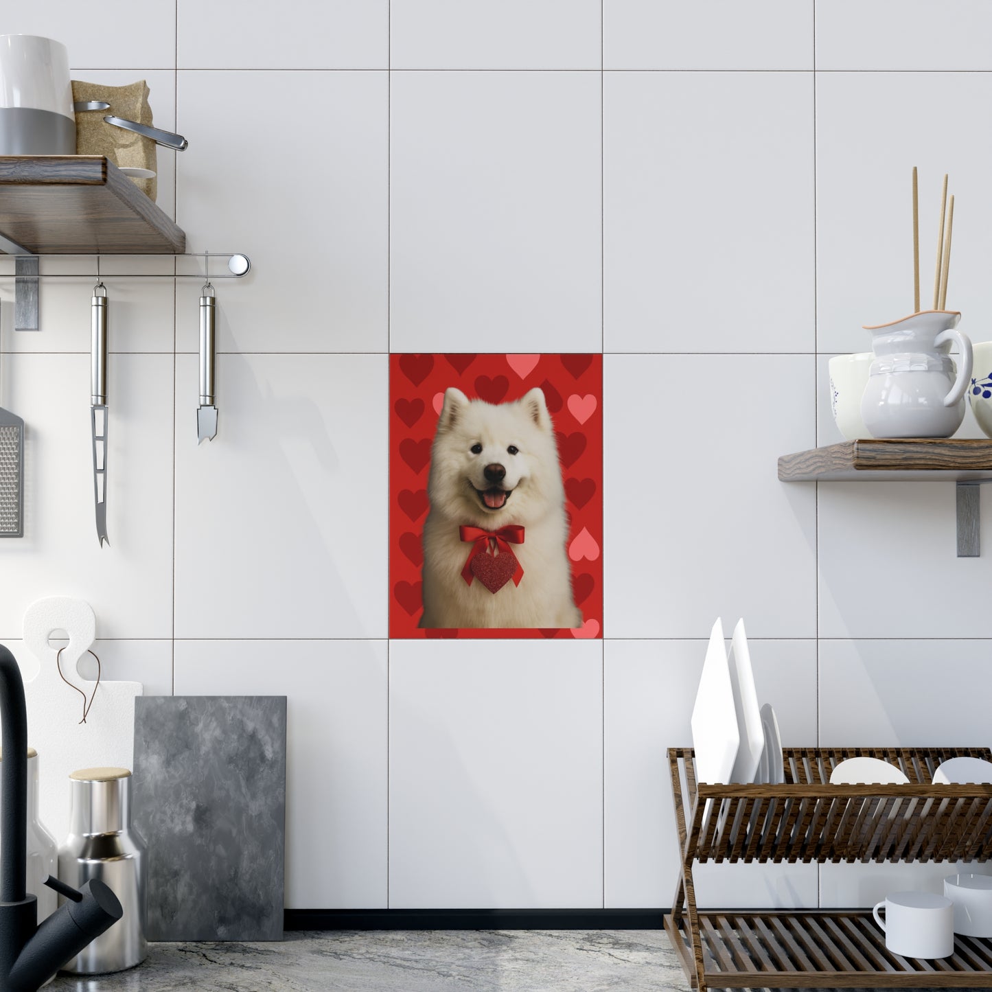 Cupid's Companion Samoyed Ceramic Photo Tile