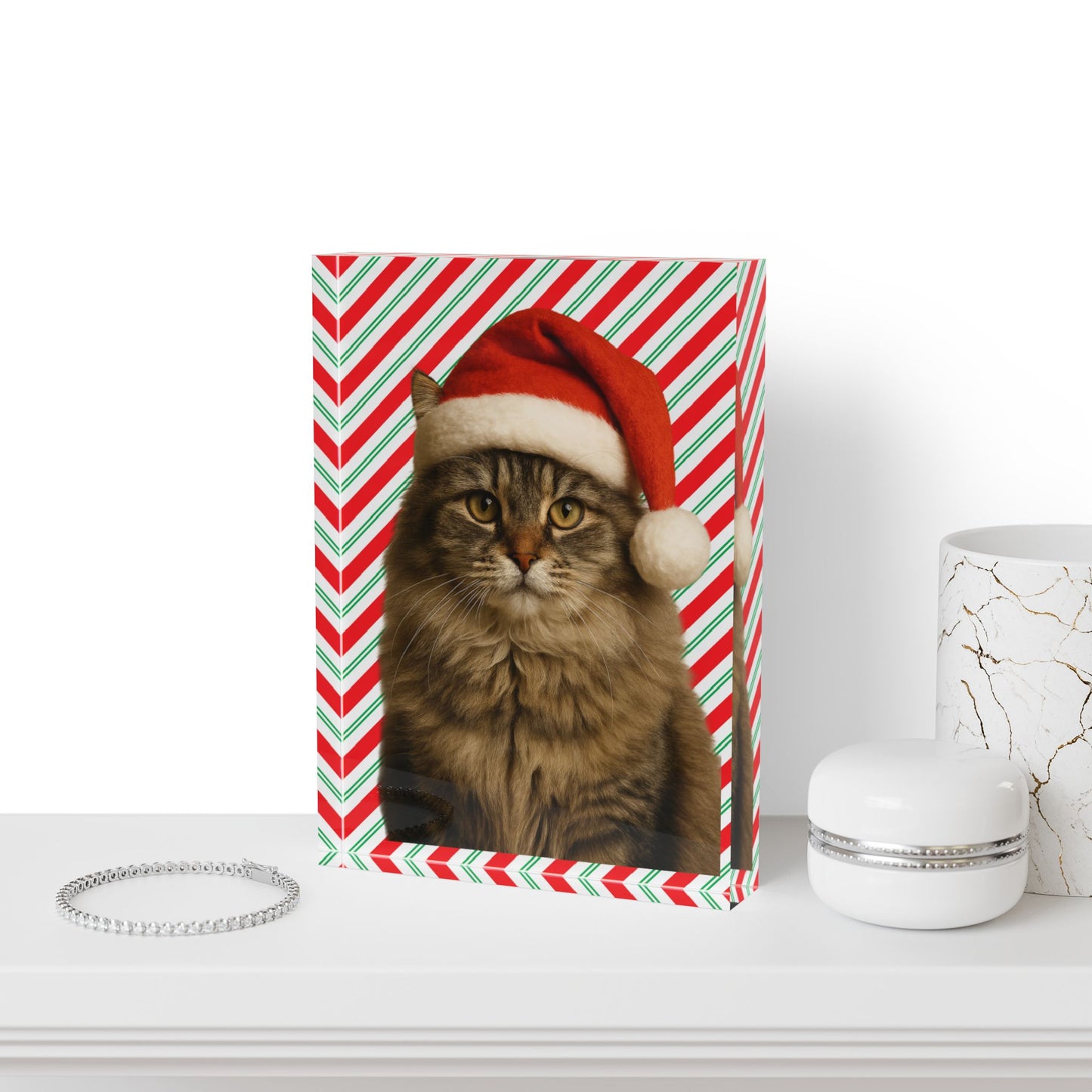 Santa Paws Cat Acrylic Photo Block
