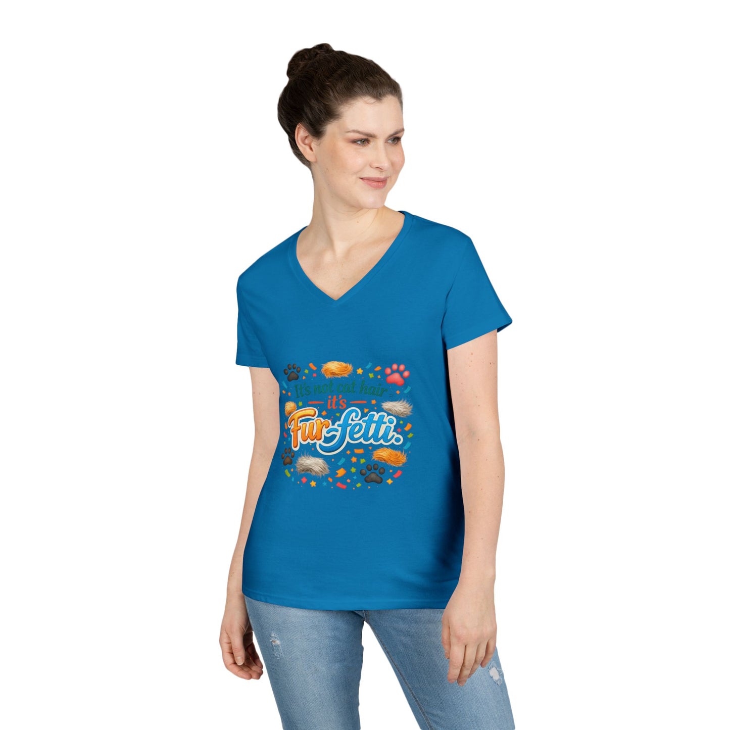 Fur-Fetti Cat Women's V-Neck T-Shirt