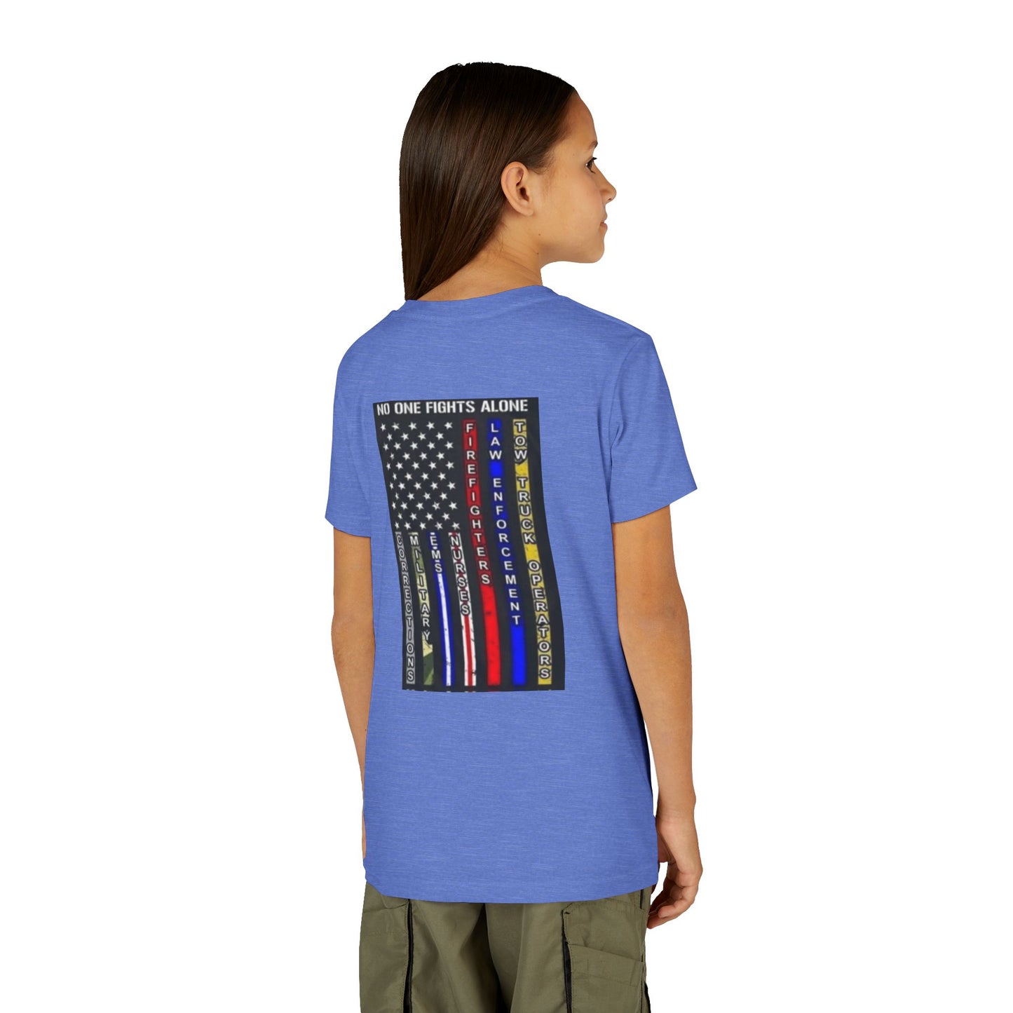 No One Fights Alone Youth Unisex Short Sleeve Crewneck Tee