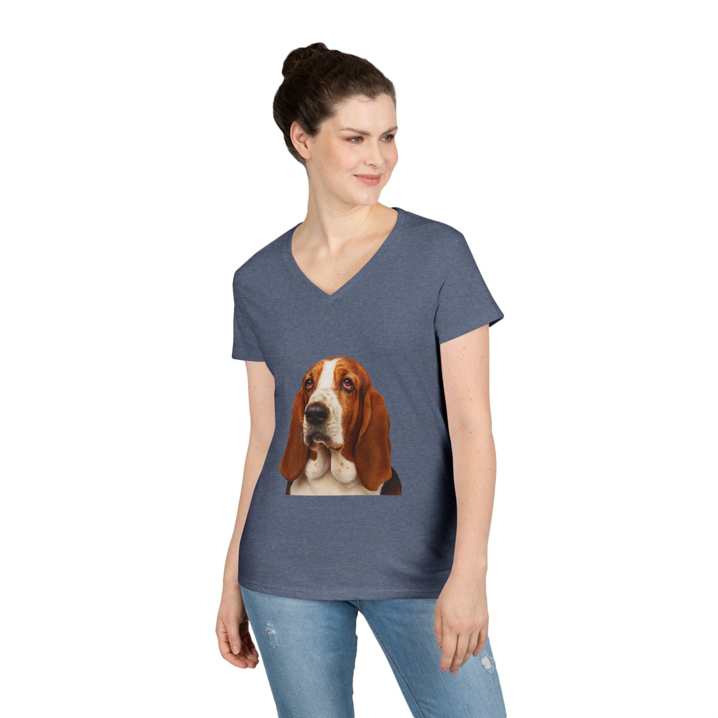 Basset Head Women's V-Neck T-Shirt