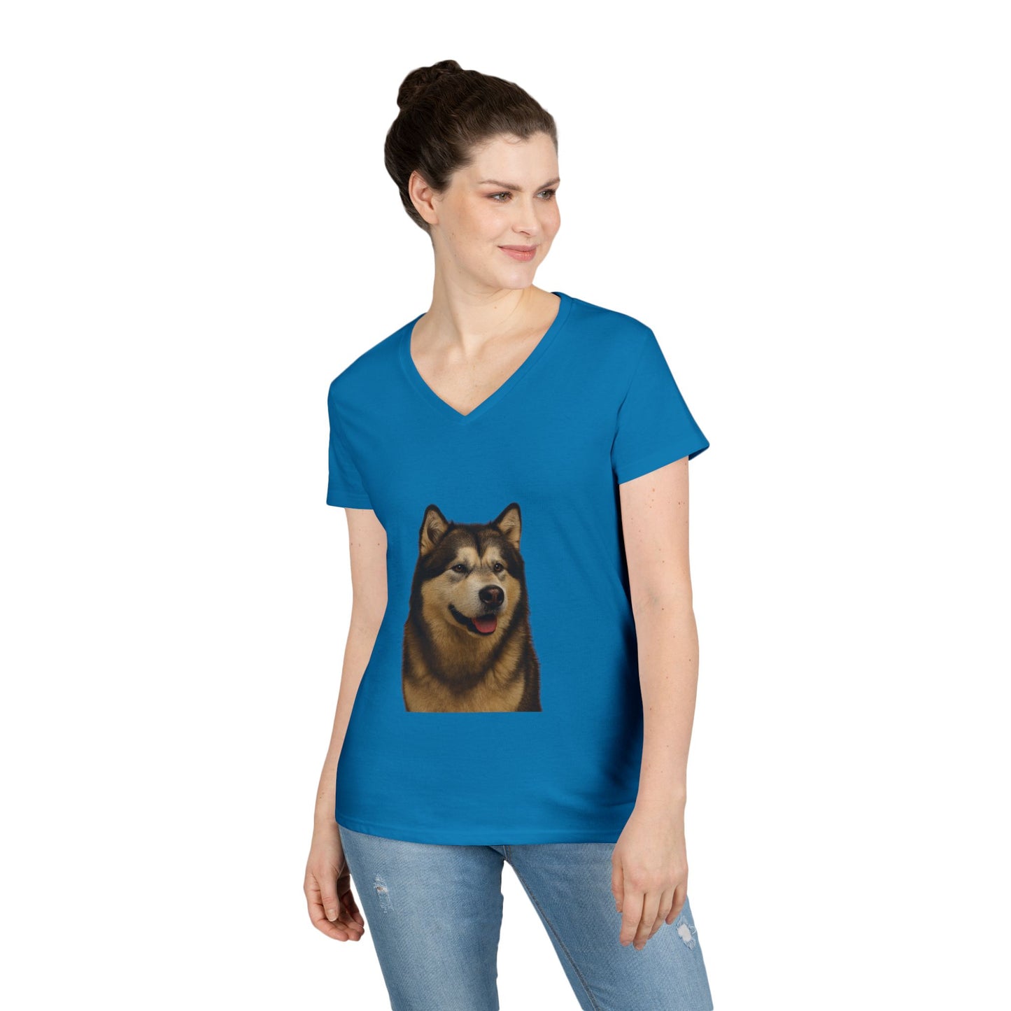 Malamute Head Women's V-Neck T-Shirt