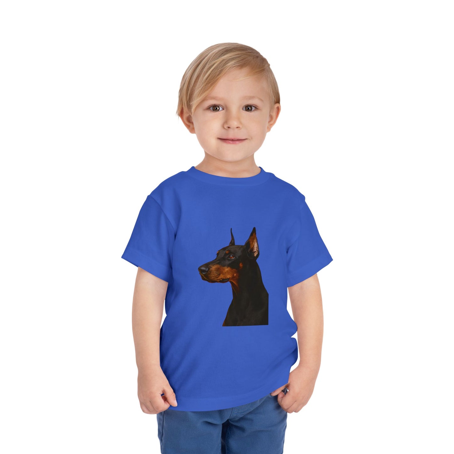 Doberman Head Toddler Unisex Short Sleeve Crewneck Tee