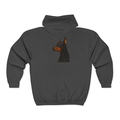 Doberman Head Unisex Full Zip Hoodie