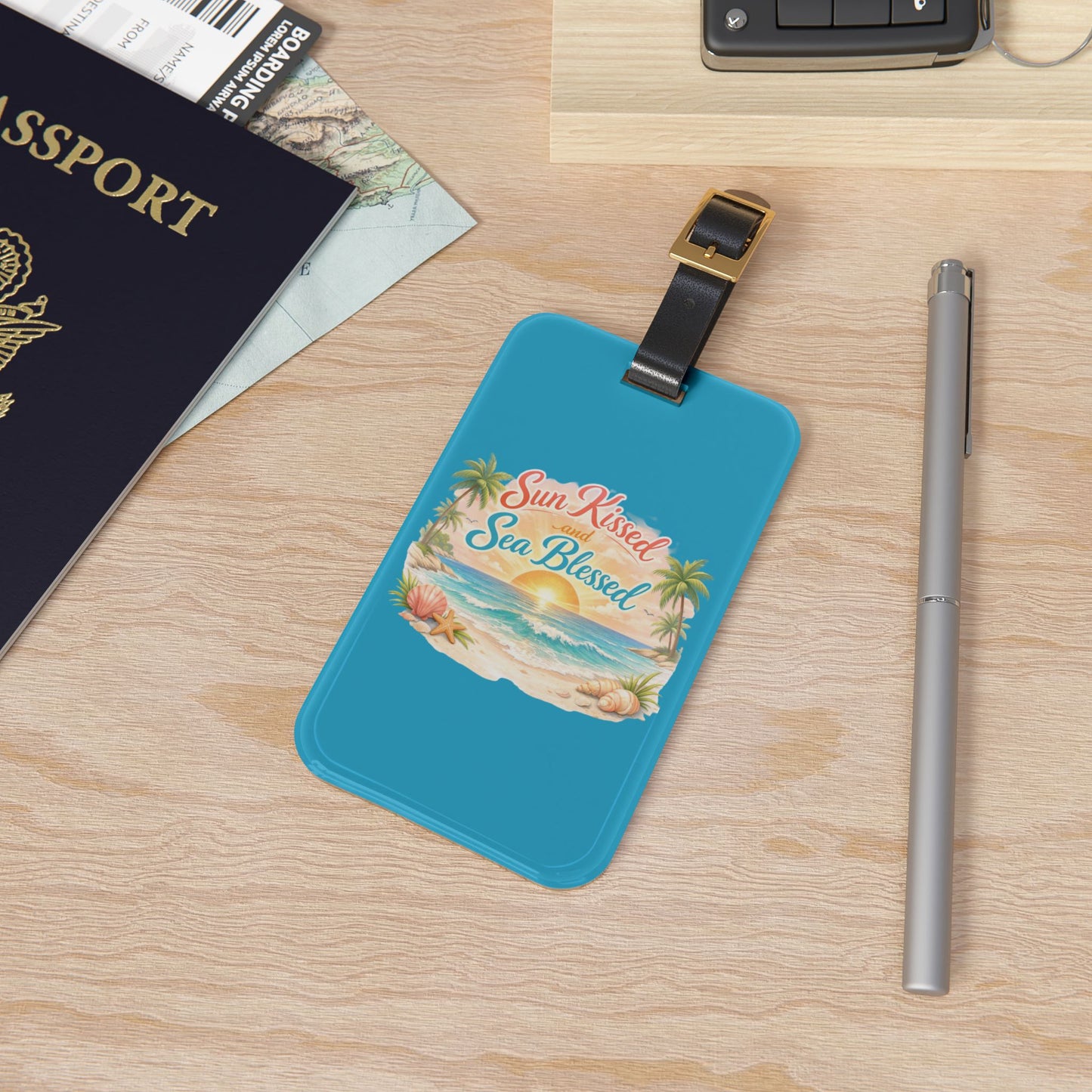 Sun Kissed Leather Strap Luggage Tag