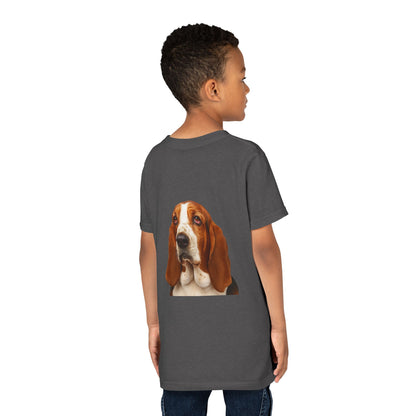 Basset Head Youth Unisex Short Sleeve Crewneck Tee