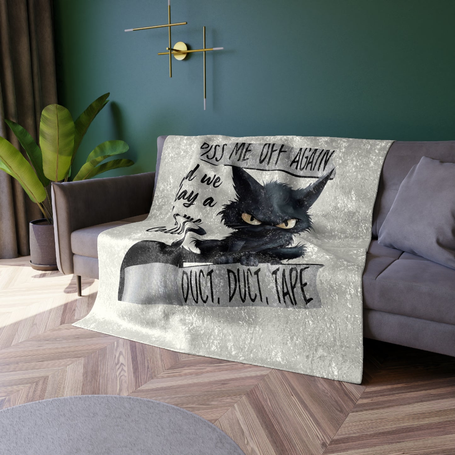 Duct, Duct, Tape Crushed Velvet Blanket