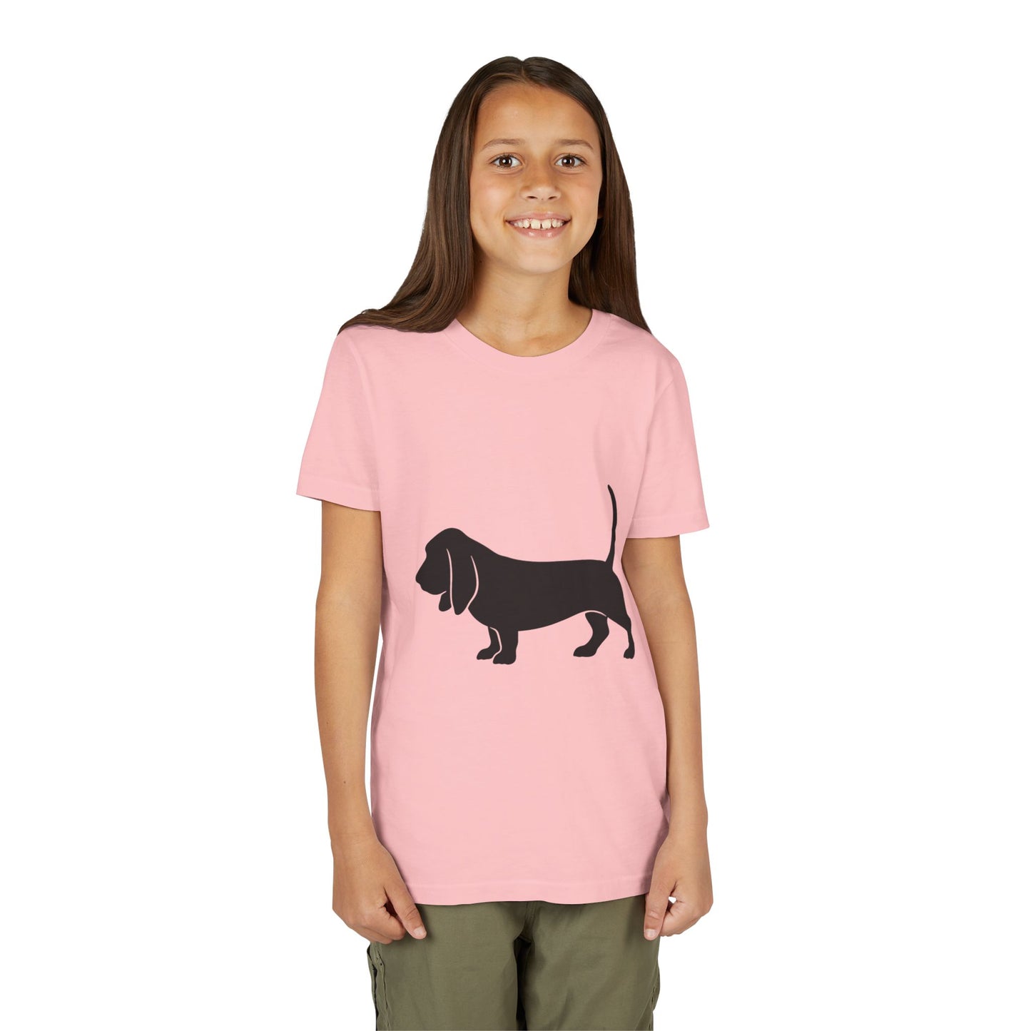Basset Silhouette Youth Unisex Short Sleeve Crewneck Tee