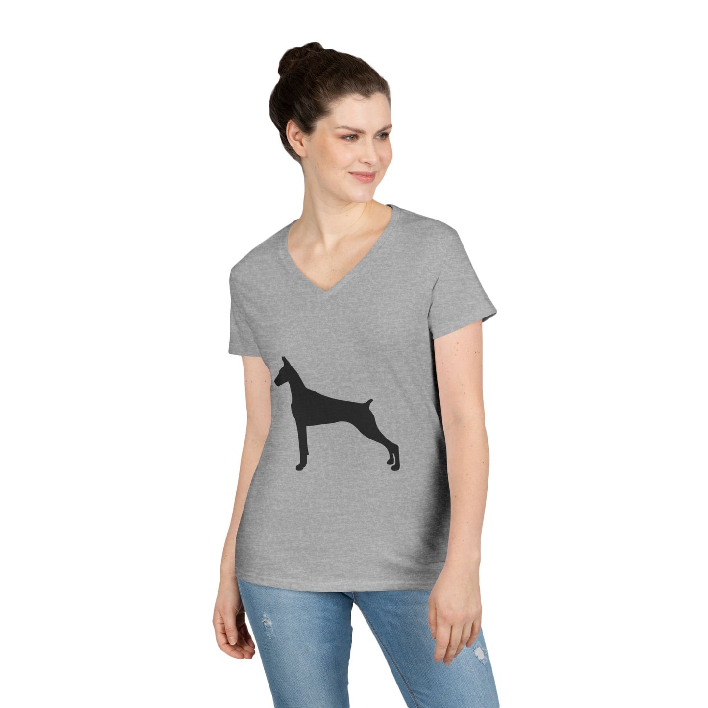Doberman Silhouette Women's V-Neck T-Shirt