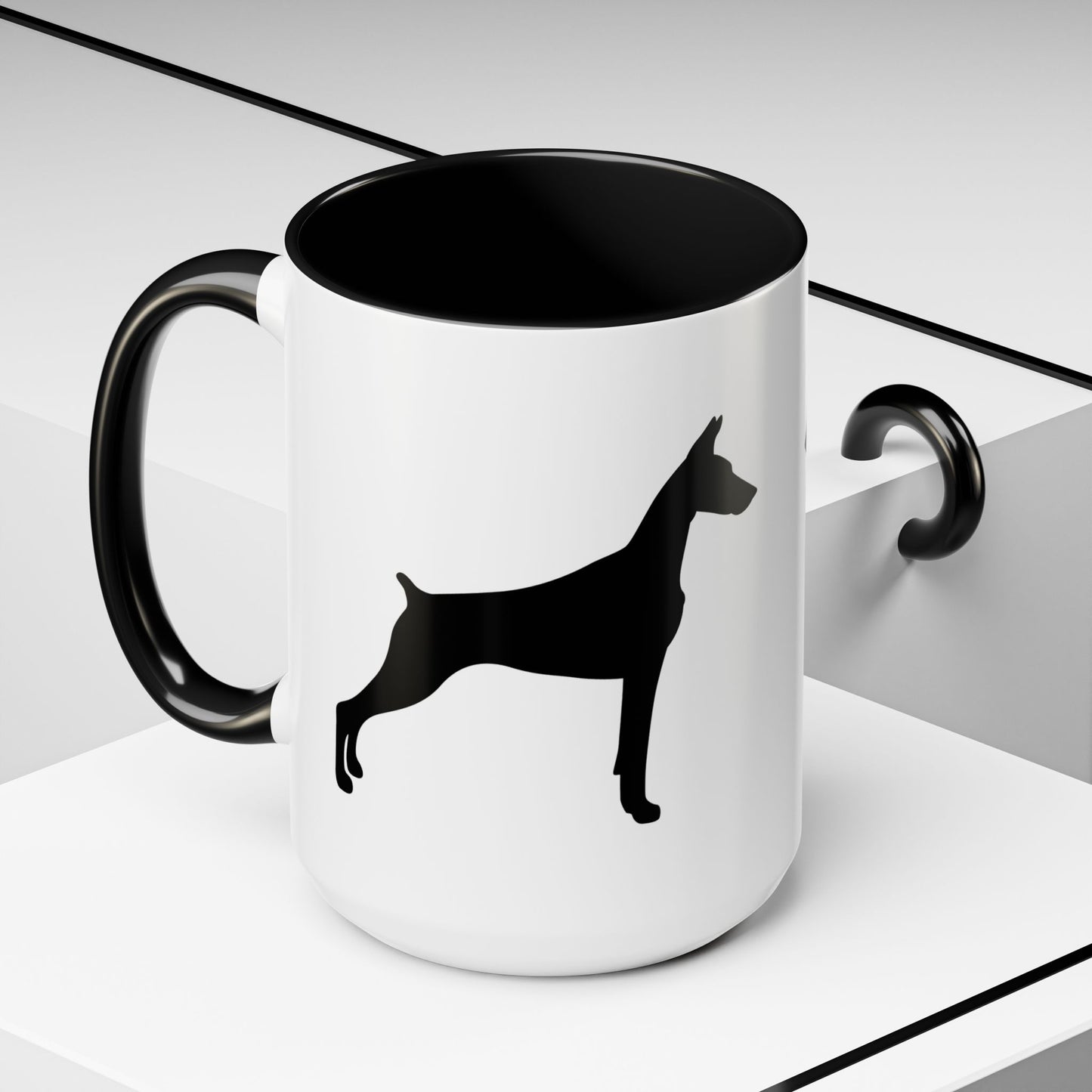 Doberman Silhouette 2-Tone Coffee Mug