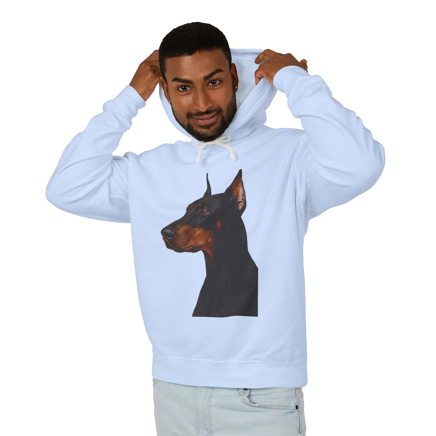 Doberman Head Unisex Lightweight Hoodie
