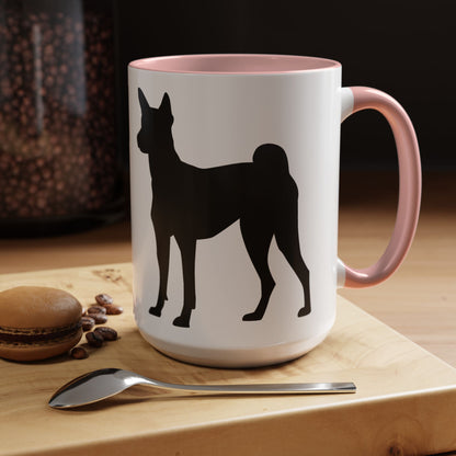 Basenji Silhouette 2-Tone Coffee Mug