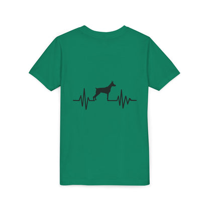 My Heart Beats For Dobermans Youth Unisex Short Sleeve Crewneck Tee