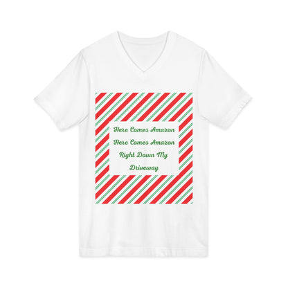 Here Comes Amazon Unisex Short Sleeve V-Neck Tee