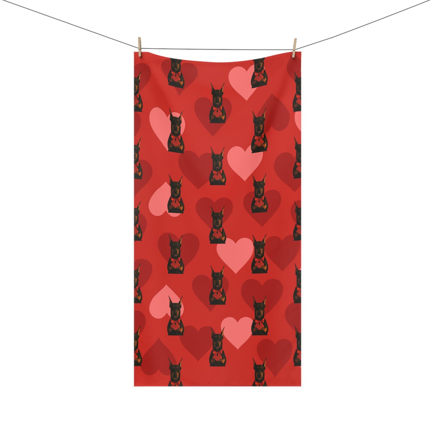 Cupid's Companion Doberman Mink-Cotton  Beach Towel